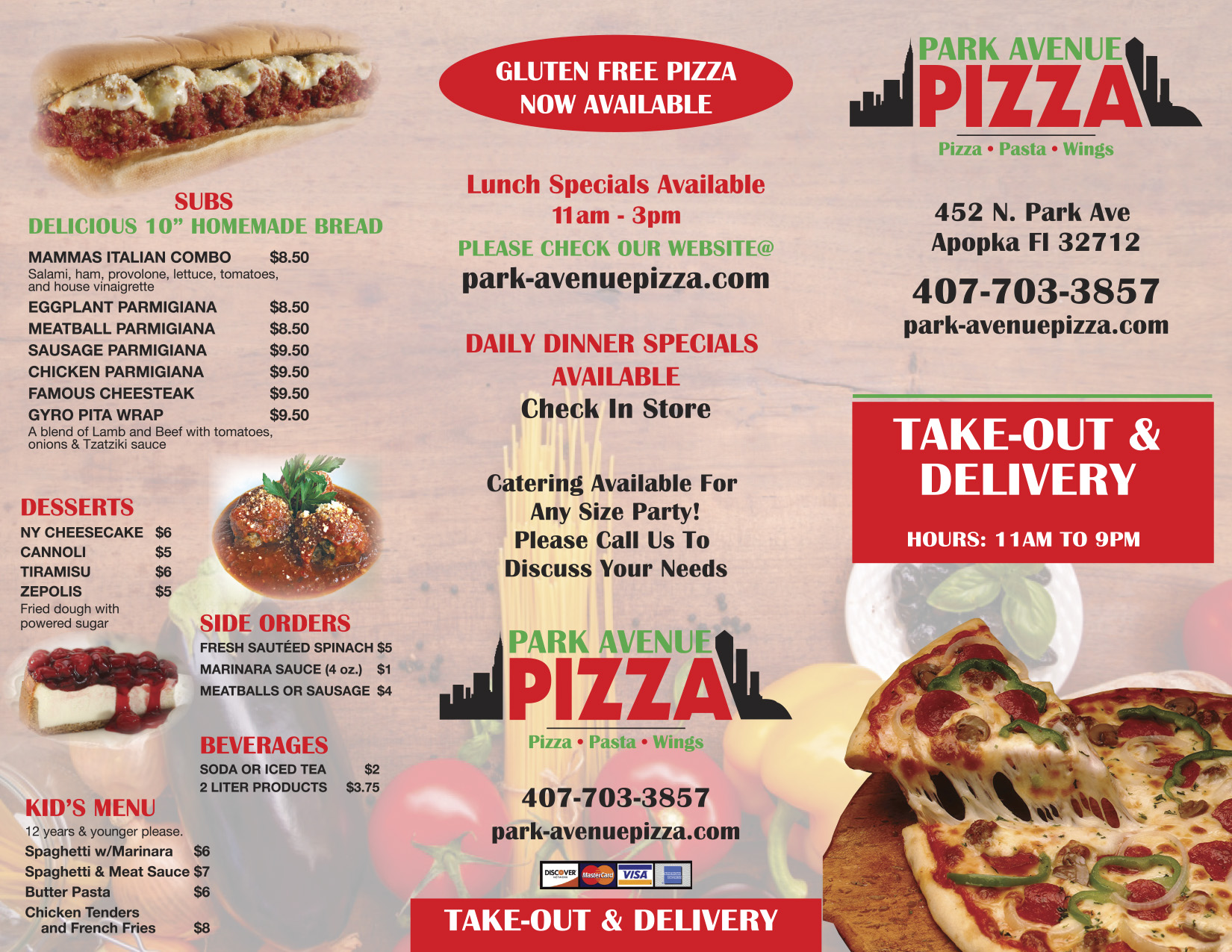 Our Menu Park Avenue Pizza